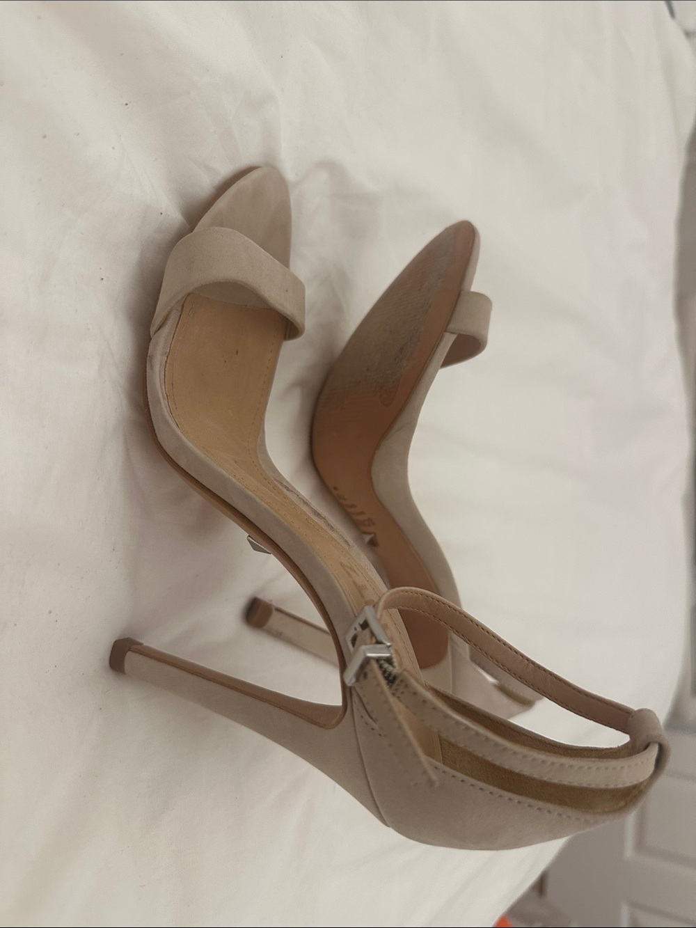 Schutz Cadey-Lee Beige Suede Heel Sandals - Picture 3 of 4